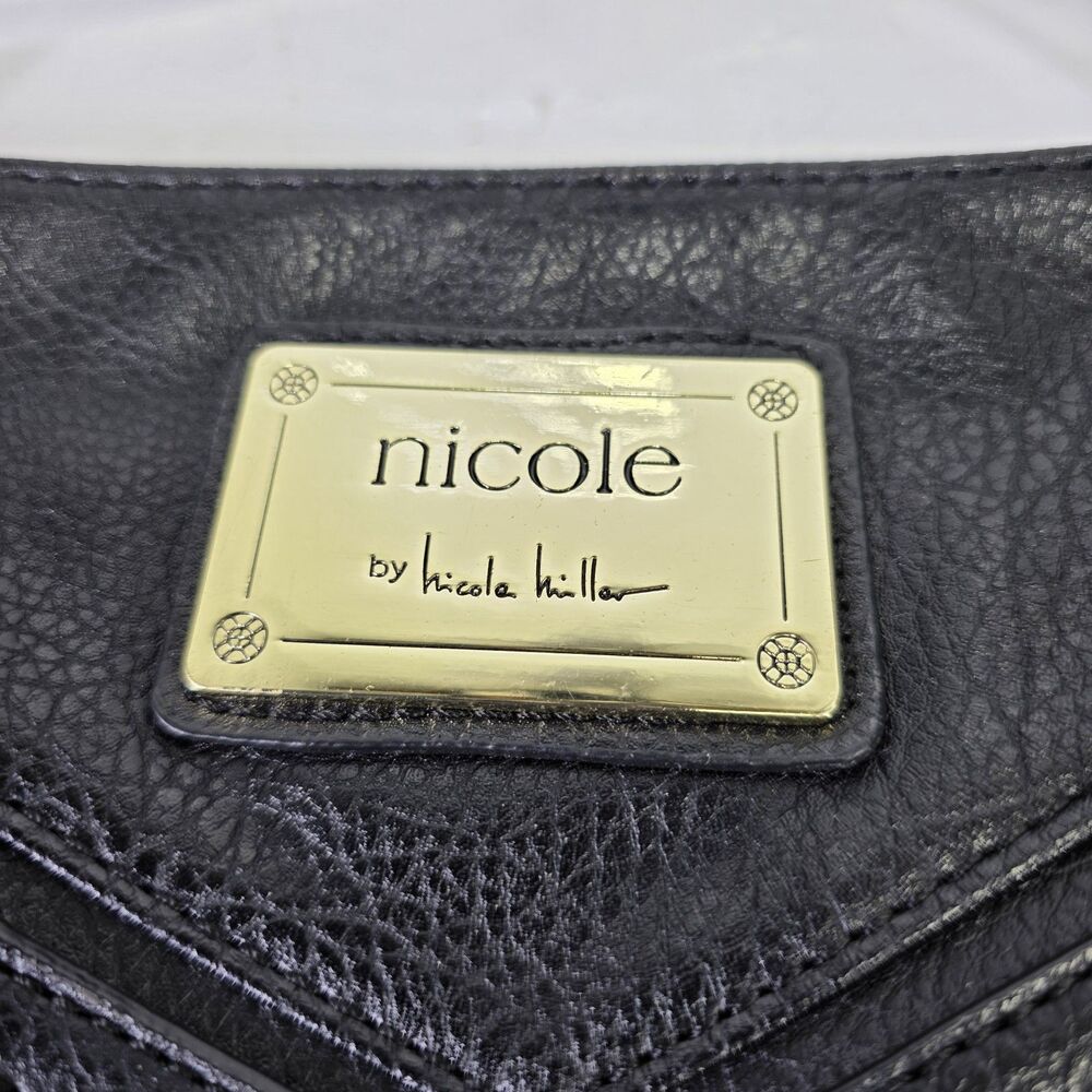 Nicole Miller Black Mobile Phone Pocket Clutch Purse 2 Zippered Pockets - Picture 4 of 7